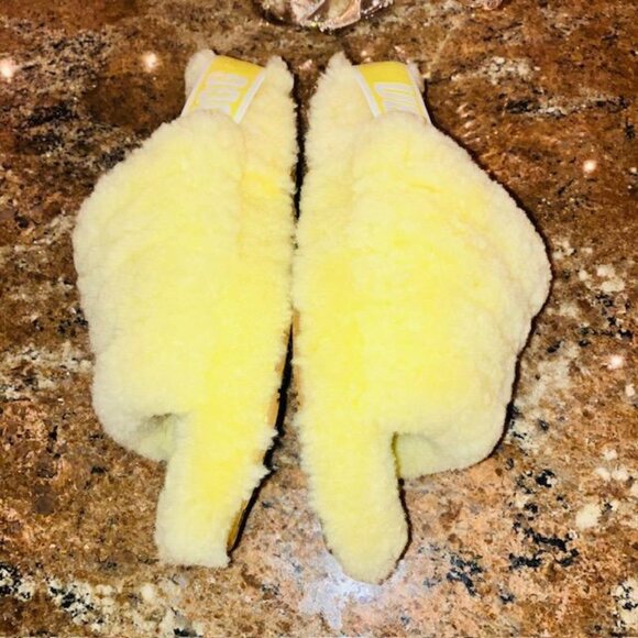 💛 UGG Fluff Yeah Chunky Wedge Slippers Slides Sandals Sz 7 NEVER WORN OUTSIDE - Picture 9 of 11